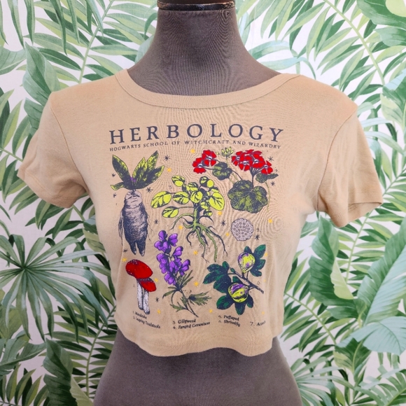 Harry Potter Tops - Women's Harry Potter Herbology Brown Tan Crop Top